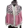 Foulard Ethnique Rose en Viscose - Motifs Orientaux & Pompons | Mode Tendance