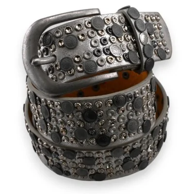 Studded silver women's belt