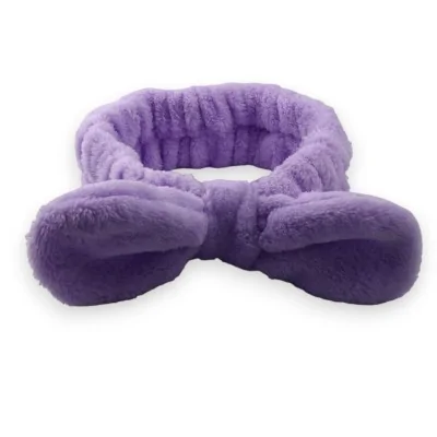 Plush purple makeup headband