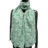 Lenço com padrão de leque em tons de verde decorado com dourado