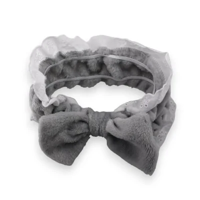 Gray eyelet embroidery makeup headband