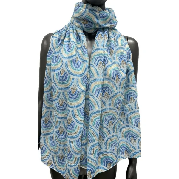 Lenço com padrão de leque e detalhes dourados