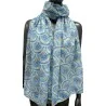 Foulard Motif Éventail Bleu & Or | Accessoire Mode Élégant | Mode Tendance