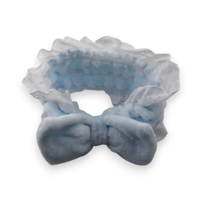 Cinta para el cabello con bordado inglés azul cielo para mujer