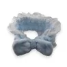 Faixa para maquiagem feminina azul celeste com bordado inglês