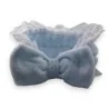 Sky blue fleece headband with eyelet embroidery | Fashion Trend