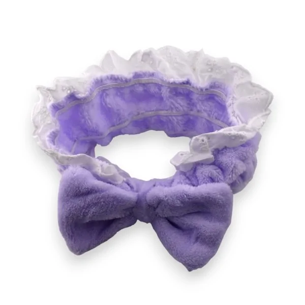 Cinta para el cabello con bordado inglés, color lila, para maquillaje femenino