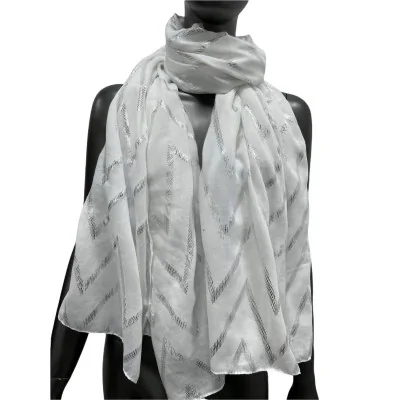 Flowy white scarf with silver details