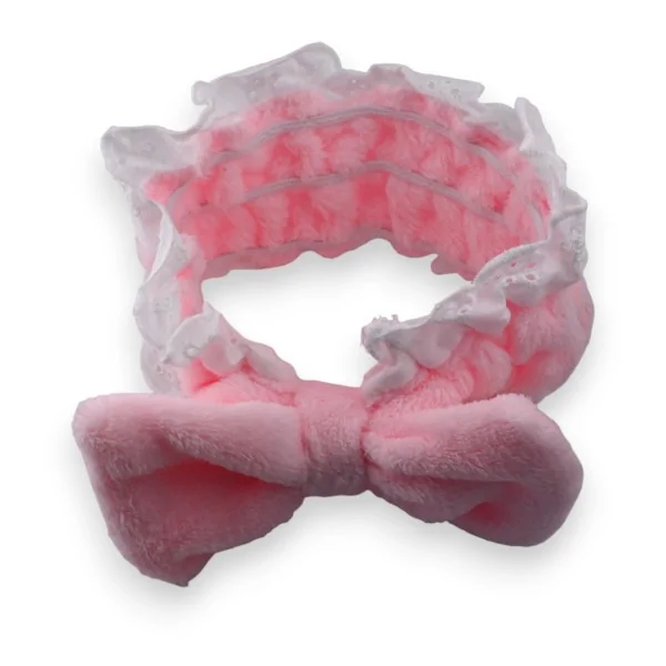 Fascia per trucco da donna rosa in pizzo ricamato