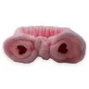 Faixa de maquiagem rosa para mulher com laço em forma de coração