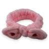 Pink spa headband, fluffy heart embroidered bow Korean | Mode Tendance