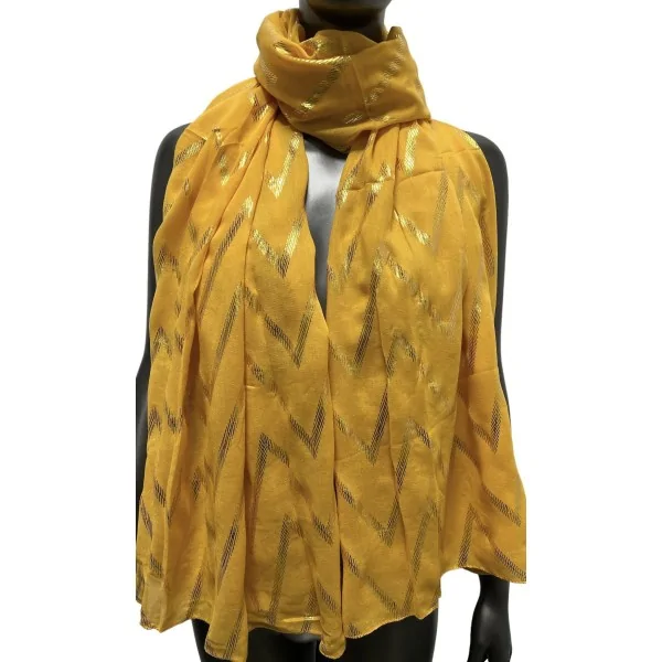 Lenço fluido mostarda decorado com dourado