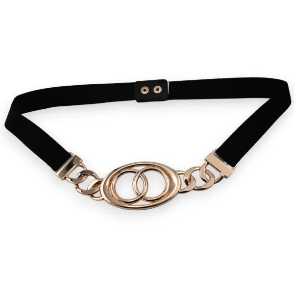 Cinto feminino elástico com fivela dourada