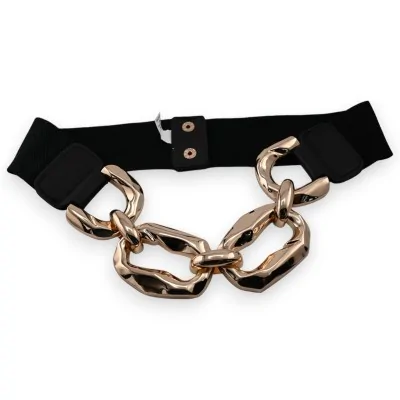 Fancy women's elastic belt with large gold chain