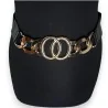 Schwarzer elastischer Gürtel mit goldener Doppelringschnalle | Trendmode