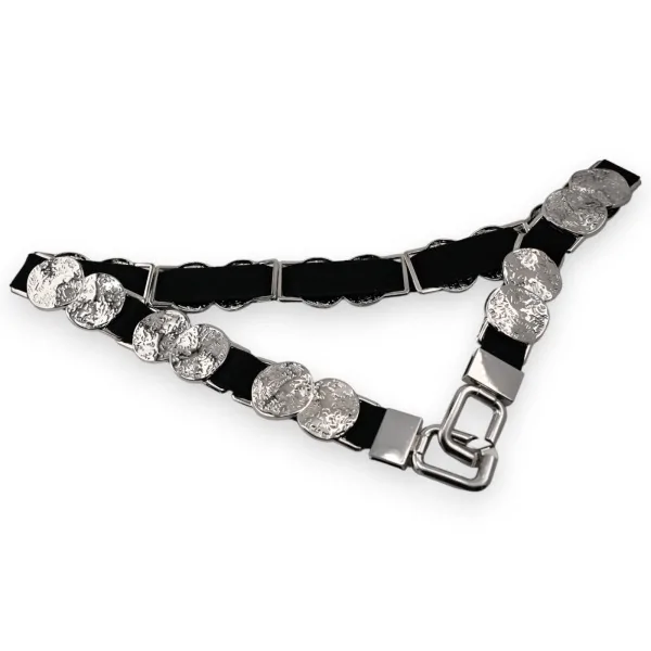 Fancy women's elastic belt with silver pieces
