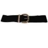 Cintura elastica da donna nera con fibbia dorata anticata | Elegante accessorio di moda