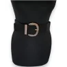 Cintura elastica da donna nera con fibbia dorata anticata | Elegante accessorio di moda