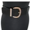 Cintura elastica da donna nera con fibbia dorata anticata | Elegante accessorio di moda