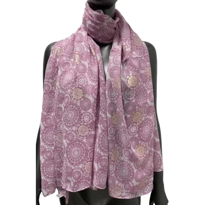 Lenço rosa envelhecido decorado com rosáceas douradas