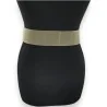 Cinto elástico feminino verde-oliva com fivela dourada | Acessório de moda tendência