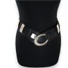 Cinturón elástico negro para mujer | Detalles en oro rosa | Elegante accesorio de moda