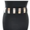 Cinturón elástico negro para mujer | Detalles en oro rosa | Elegante accesorio de moda