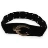 Cinturón elástico negro para mujer | Detalles en oro rosa | Elegante accesorio de moda