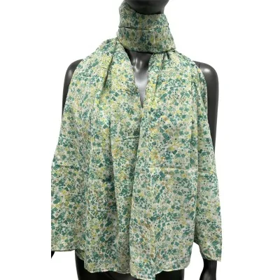 Liberty scarf in shades of green with golden details
