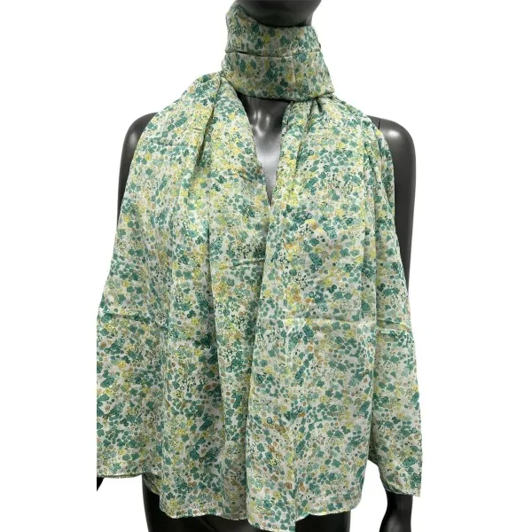 Pañuelo liberty en tonos verdes con detalles dorados