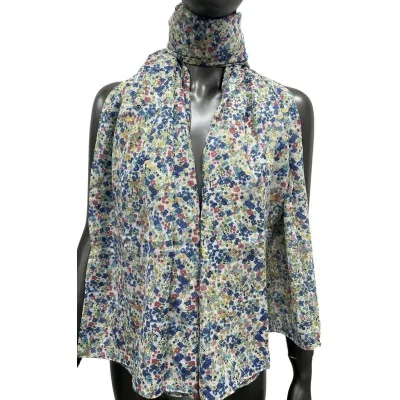 Blau-rosa Liberty-Schal mit Goldverzierungen