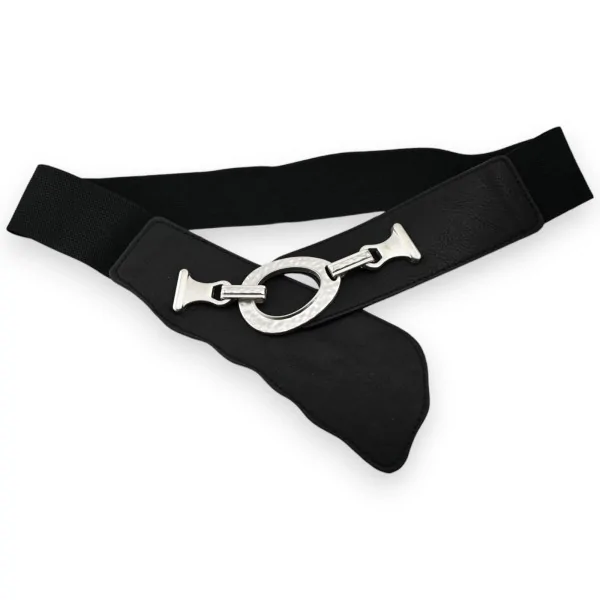 Cinturón elástico decorativo negro para mujer