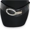 Cinturón elástico negro para mujer con hebilla plateada de estrás | Moda Tendencia