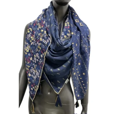 Foulard 4 lati blu navy