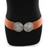 Cinturón elástico marrón para mujer con hebilla plateada | Accesorio de moda tendencia