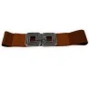 Cintura elastica donna color cammello con fibbia quadrata