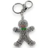 Porte-clés Bonhomme Biscuit Strass | Accessoire Mode Argenté 7cm