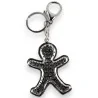 Llavero Hombre Galleta con Brillantes | Accesorio de Moda Plateado 7cm