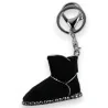 Black Velvet Ankle Boot Keychain with Rhinestones | Elegant Fashion Accessory