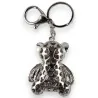Llavero Osito de Peluche Plateado con Strass y Camiseta Marinera Marrón | Accesorio de Moda Tendencia