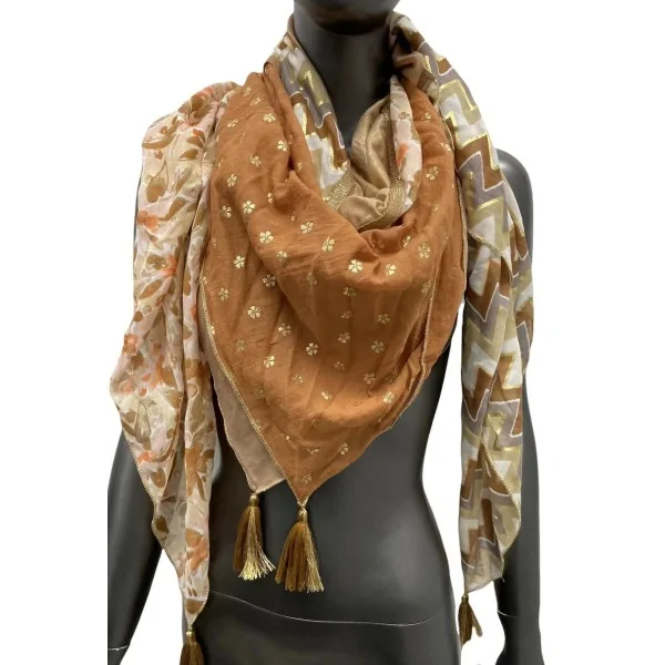 Four-sided ombré Camel scarf