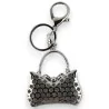 Portachiavi a Forma di Borsetta a Righe Argento con Strass | Elegante Accessorio Moda