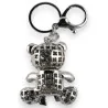 Portachiavi Orsacchiotto Argentato con Fiocco di Strass | Accessorio Moda Trendy