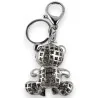 Silberner Teddybär-Schlüsselanhänger mit roter Schleife | Glitzerndes Strass-Modeaccessoire