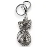 Llavero de Gato con Brillantes Plateados | Accesorio de Moda Brillante | Moda Tendencia