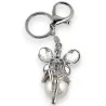 Chaveiro prateado de fada com strass branco