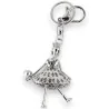 Chaveiro Boneca Articulada Prateada com Strass | Acessório de Moda Elegante