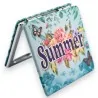 Miroir de poche Summer fleuri | Accessoire été élégant et pratique 7x7cm