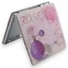 Miroir de poche romantique rose motif floral | Accessoire élégant femme