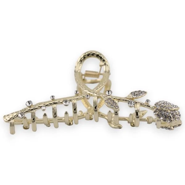 Gold and pink rhinestone hair clip